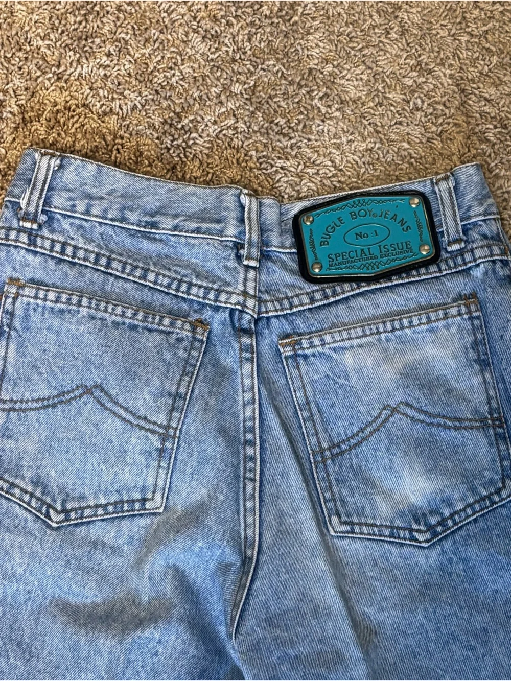Bugle boy VTG jeans”special issue no.1” with Rare metallic waist plaque 29M